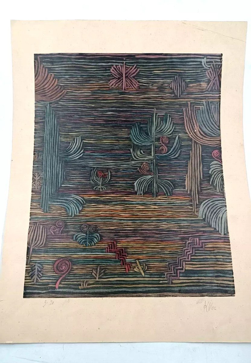 Numbered Lithograph Paul Klee "exotic Garden" Signed-photo-2