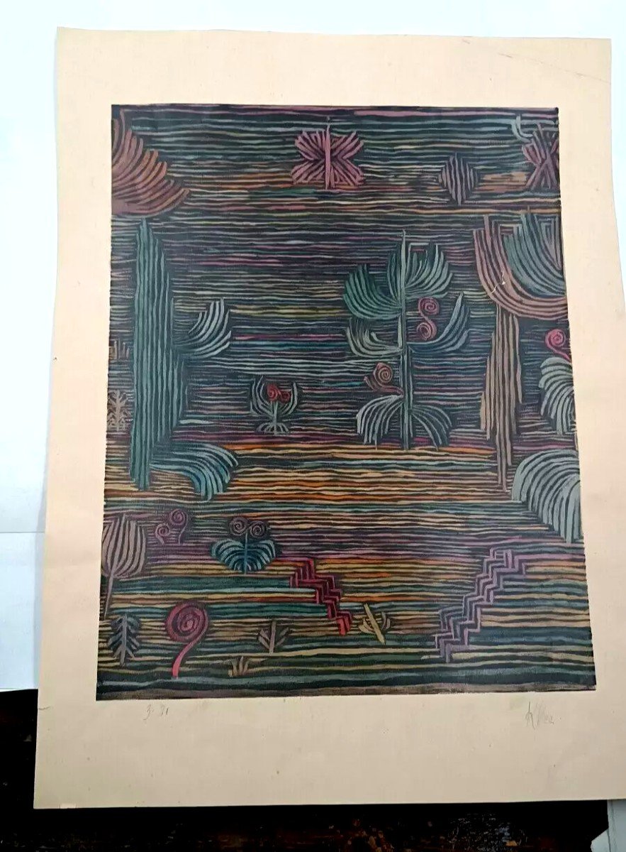 Numbered Lithograph Paul Klee "exotic Garden" Signed