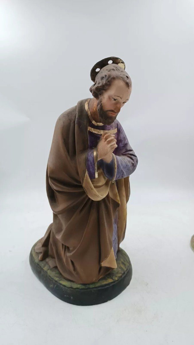 Large Painted Plaster Nativity Statue Of Saint Joseph From The Early 1900s-photo-2