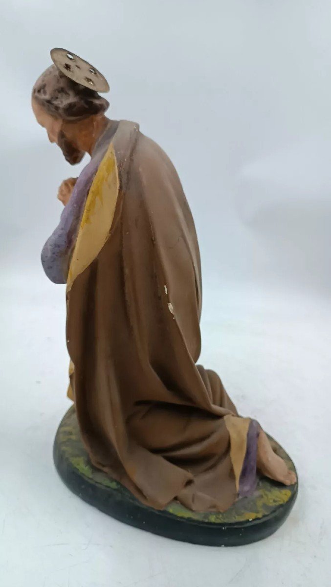 Large Painted Plaster Nativity Statue Of Saint Joseph From The Early 1900s-photo-3