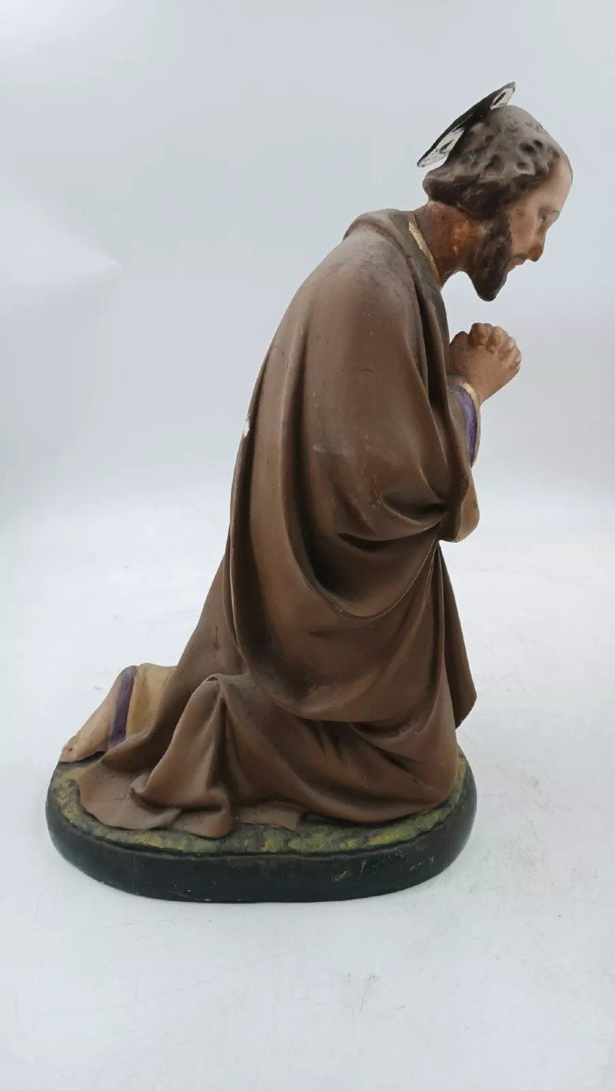 Large Painted Plaster Nativity Statue Of Saint Joseph From The Early 1900s-photo-4