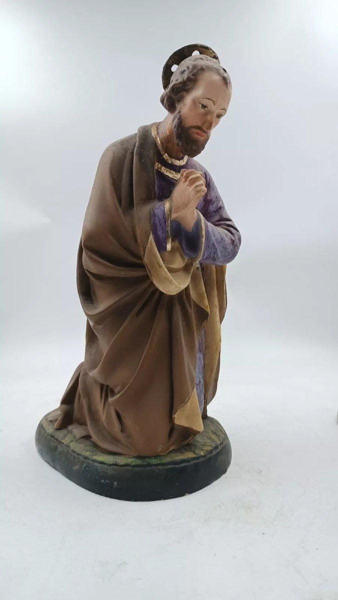 Large Painted Plaster Nativity Statue Of Saint Joseph From The Early 1900s