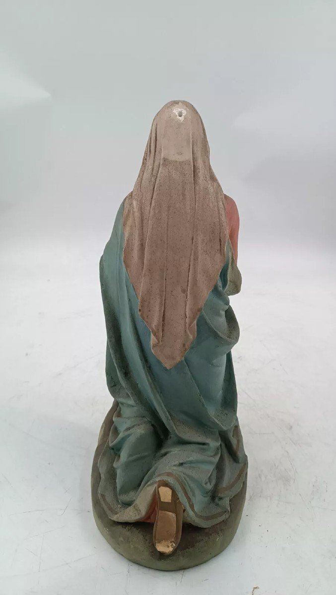 Painted Plaster Nativity Scene Statue Of The Virgin Madonna Mary From The Early 20th Century-photo-4