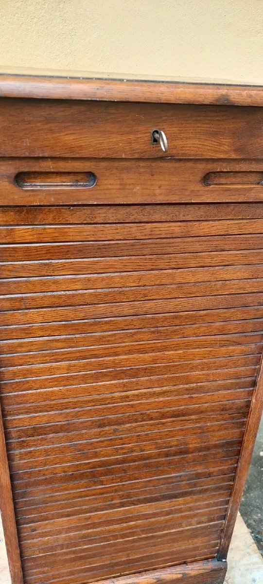 Small Furniture File File With Shutter Early 1900s Solid Oak-photo-4