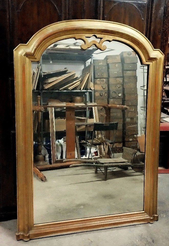 Grand Miroir En Bois Et Peinture Dorée , Période 800,-photo-2