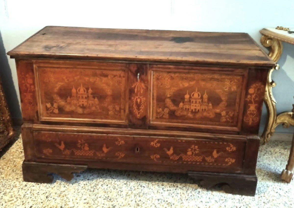 Mobile Wedding Chest Inlaid Late Eighteenth Century Italy-photo-4