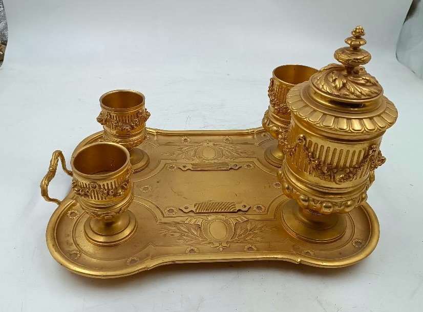 Large Mercury-gilt Bronze Inkwell From The Napoleon III Period