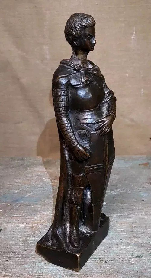 Ancient Bronze Statue Of Saint George Sculpture From The Late 19th Century-photo-2