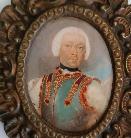 Miniature Painting On Ivory Noble Portrait 18th Century Italy - Silver Frame-photo-4