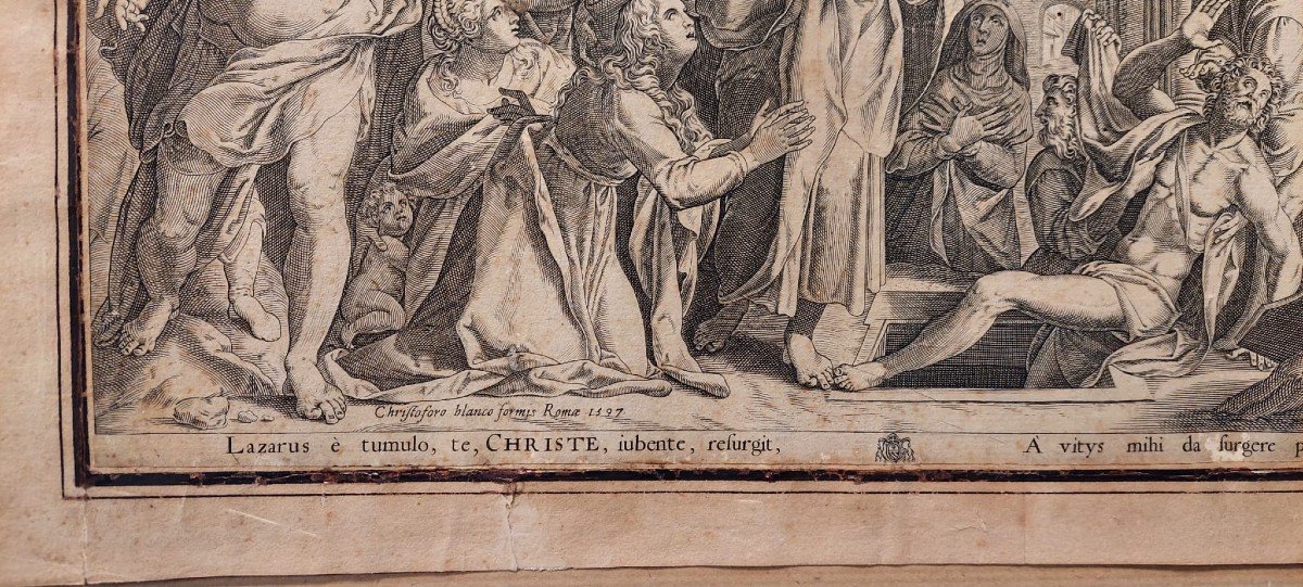 Résurrection De Lazare Gravure Cristoforo Bianco Rome 1597-photo-2