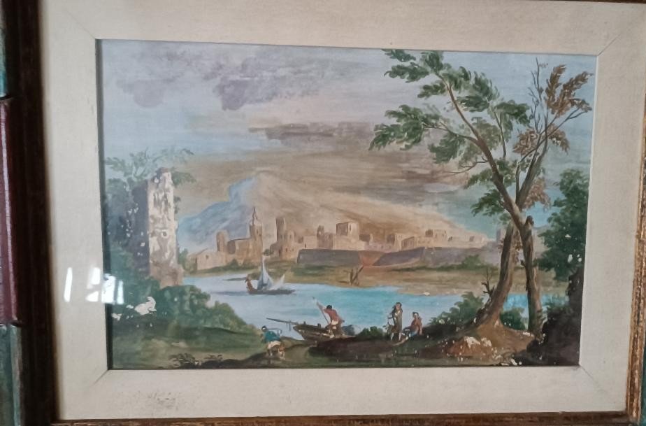 Antique Watercolor 18th Century Italian School-photo-3