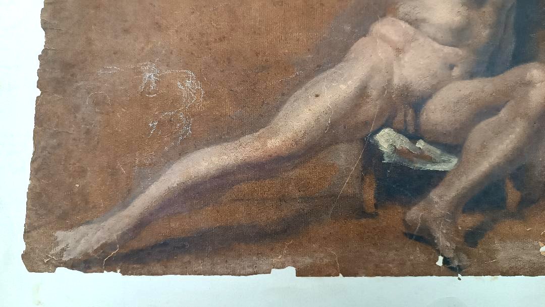 Drawing Mixed Media Parchment Study - Nude Attributed To Adolfo Visconti 1850-1924-photo-3