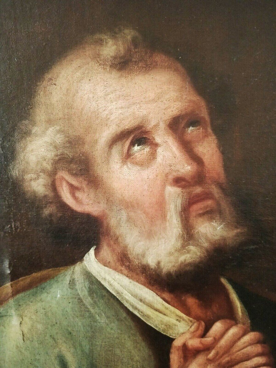 Ancient Painted Saint Peter Seventeenth Century-photo-3