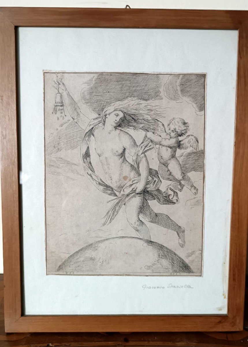 Ancient Etching Girolamo Scarsella Allegory Of Luck 17th Century-photo-2