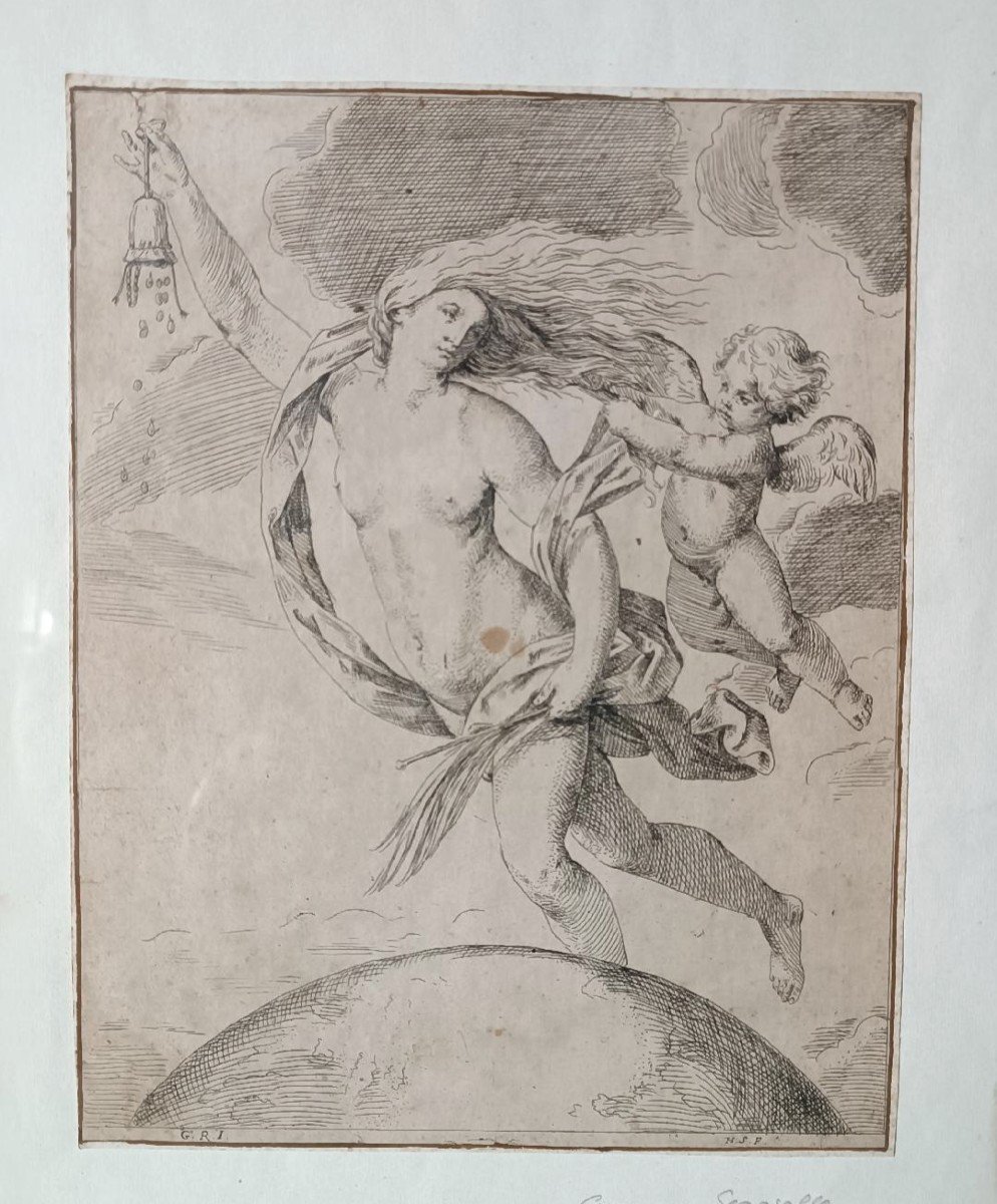 Ancient Etching Girolamo Scarsella Allegory Of Luck 17th Century-photo-3