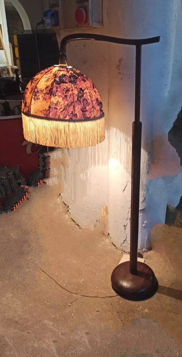 Floor Lamp - Italian Early 1900s Adjustable In Antique Wood-photo-3