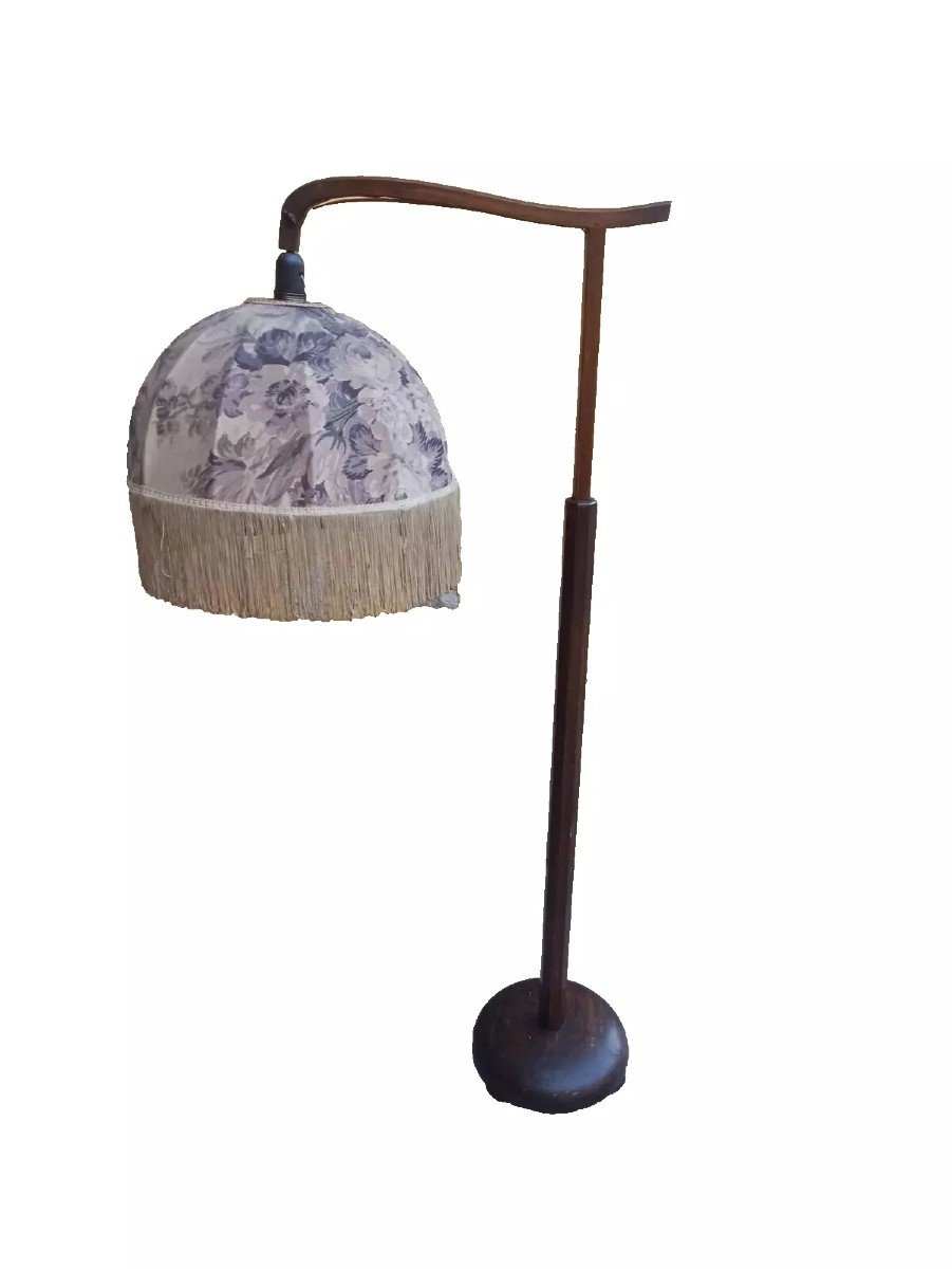 Floor Lamp - Italian Early 1900s Adjustable In Antique Wood