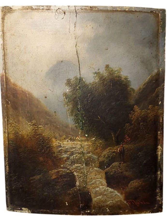  Paire De Paysages De l'école De Barbizon, Peintures à l'Huile Sur Panneau Signées-photo-3