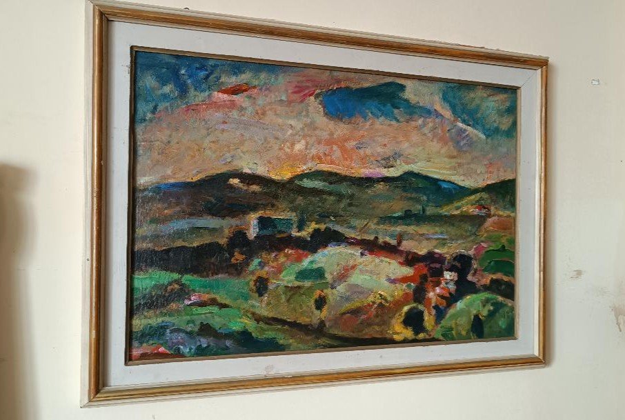 Tableau à l'Huile De Paysage 1939 - Expressionniste - Dilvo Lotti San Miniato 1914-2004-photo-2