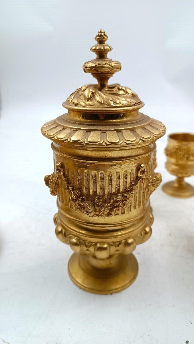 Large Mercury-gilt Bronze Inkwell From The Napoleon III Period-photo-2