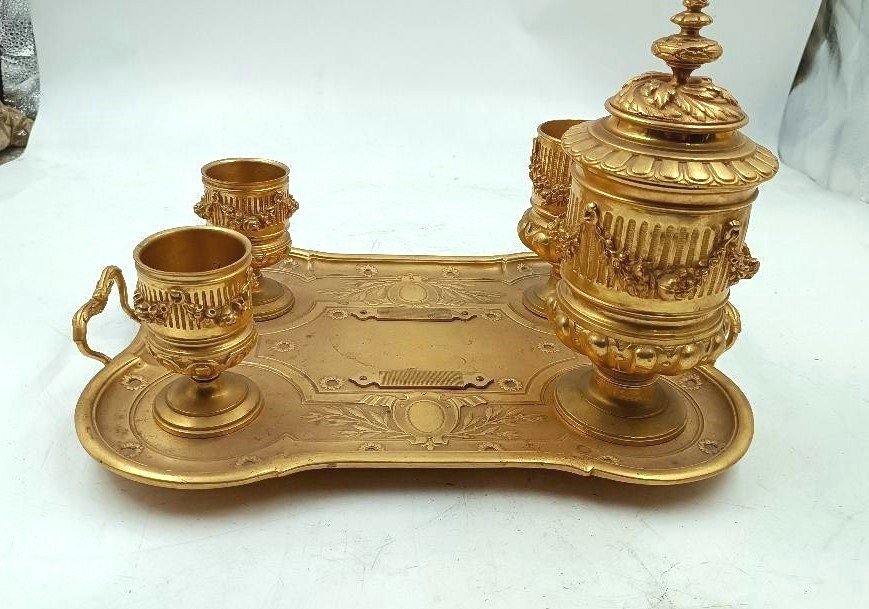 Large Mercury-gilt Bronze Inkwell From The Napoleon III Period