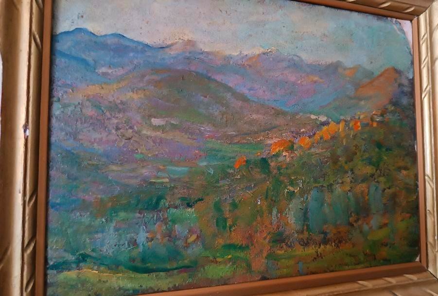 Peinture à l'Huile De Paysage Impressionniste Sur Carton Du Début Des Années 1900 Clemente Levi-photo-4