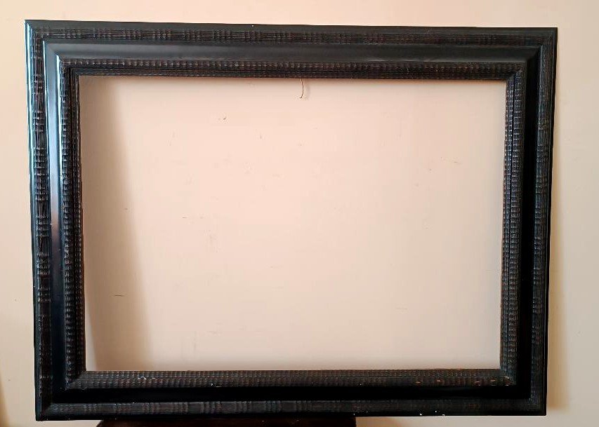 Large Guilloche Frame In Ebonized Wood 19th Century