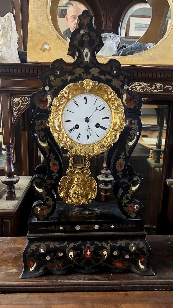 Horloge De Temple Napoleon III En Bronze Doré Marqué 19ème Siècle-photo-3