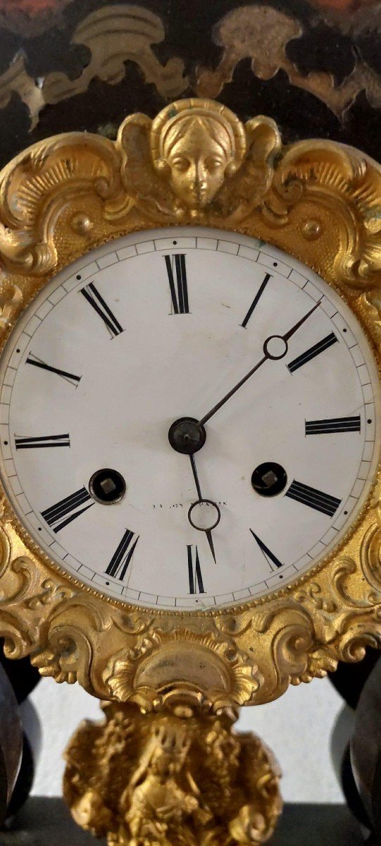 Horloge De Temple Napoleon III En Bronze Doré Marqué 19ème Siècle-photo-1