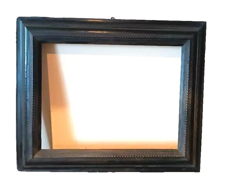 Large Antique Ebonized Guilloché Frame From The 17th Century