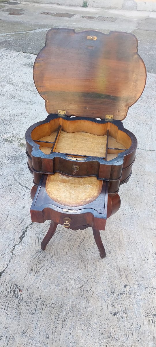 Louis Philippe Work Table Veneered In Rosewood  -photo-2