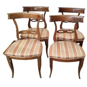 4 Old Walnut Directory Chairs