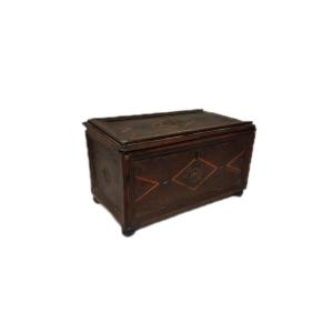 Ancient Inlaid Wooden Box From The 17th Century