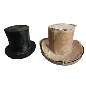 Cavallino Top Hat With Antique 19th Century Cardboard Case