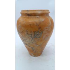 Vase Ancien En Albâtre Gravé Volterra 19ème Siècle