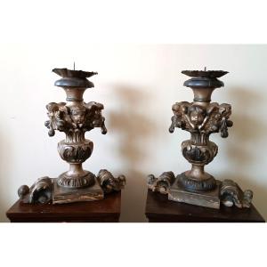 Large Palm Holders, Antique Candlesticks