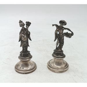 Pair Of Alessandria 800 Silver Figurines