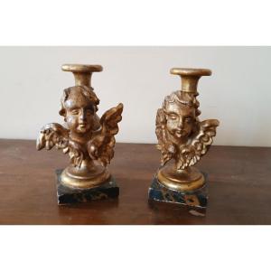 Pair Of Candlesticks - Palm Holders From The 18th Century