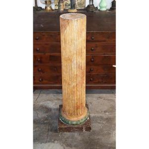 Grande Colonne En Bois Laqué Marbré Original Empire Début 19ème Siècle