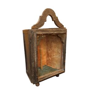 Ancienne Vitrine Toscane En Bois Louis XIII Du 17ème Siècle, Entièrement Originale