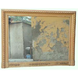 Large Antique Charles X Mirror In Original Pure Gold Gilded Wood