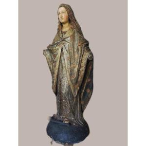 Large Terracotta Sculpture Depicting Madonna XVII Century Rome