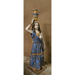 Large Odalisque Sculpture In Glazed Terracotta By Roberto Pucci, Florence, 1960s