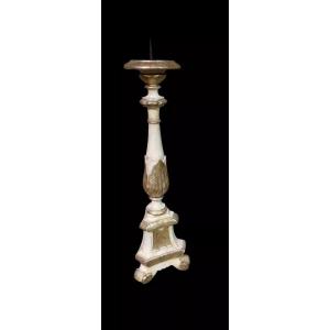 Candlestick Wood 18th Century Gilded Silver Mecca Original