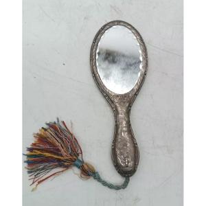 Antique 900 Silver Lipstick Mirror