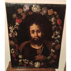 Ancient Oil Painting On Canvas Saint Peter Flemish School In Italy 17th Century