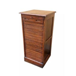 Small Furniture File File With Shutter Early 1900s Solid Oak