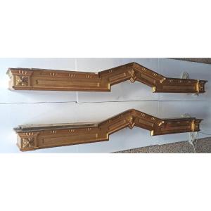 Pair Of Valances In Carved And Gilded Wood, Northern Italy XIXth Century