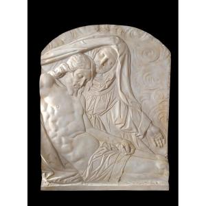 Large Tile Bas-relief Stucco Plaque Madonna With Christ