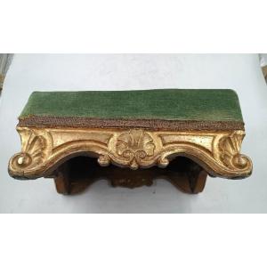 Antique Footstool In Gilded Wood, Mid 19th Century